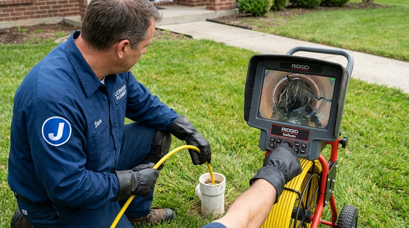 Sewer camera inspection being performed by Johns Plumbing LLC in Stover