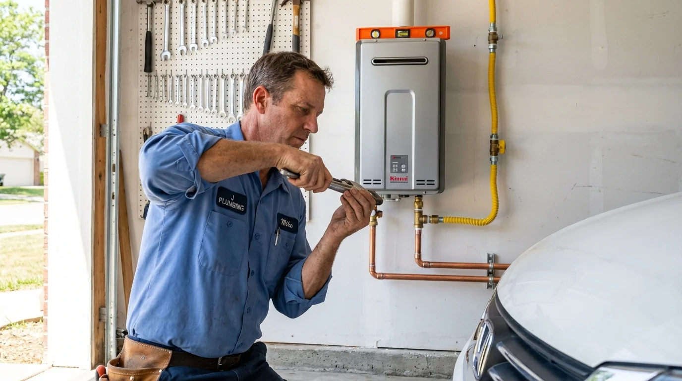 Tankless water heater installation by a Johns Plumbing LLC plumber in Stover